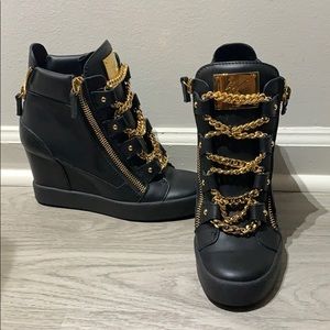 Giuseppe Zanotti Black Gold Chain High Tops